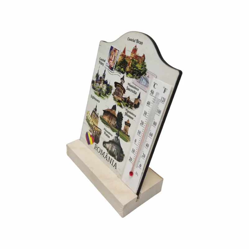 Romania, decoratiune lemn cu termometru, model 13